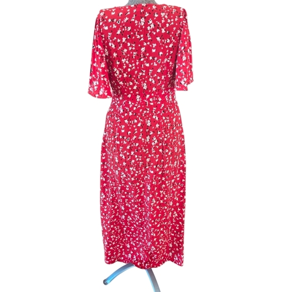 ​A New Day Red Floral V-Neck Flutter Sleeve Midi Dress Size 4 NWOT - Picture 2 of 9